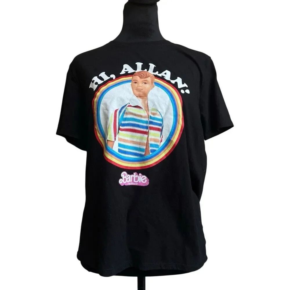 Barbie The Movie Hi Allan Graphic T-Shirt Women’s XS Black 2023 Mattel Ken Tee